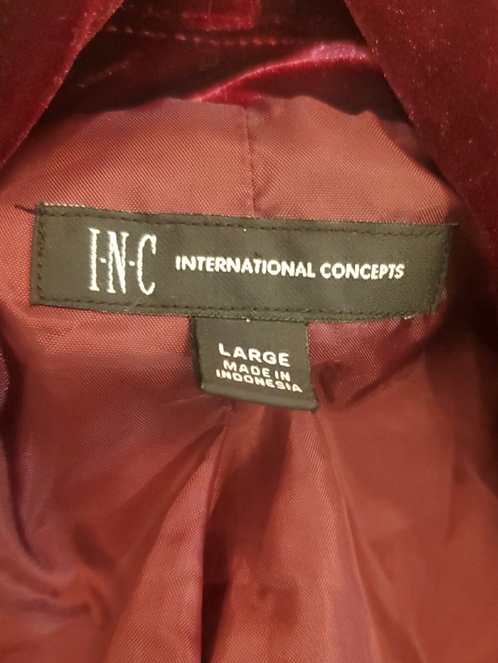 INC International Concepts Velvet Blazer in Deep Wine - Picture 4 of 7